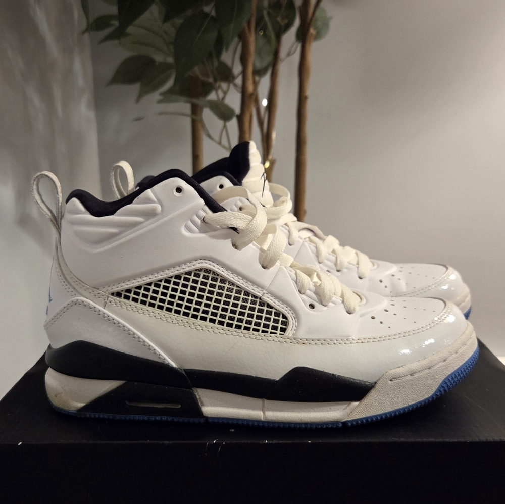 Jordan Flight White, Blue, and Black Sneakers